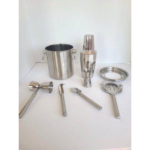 STAINLESS BAR SET WITH MULTIPLE TOOLS BARWARE - Picture 4 of 4